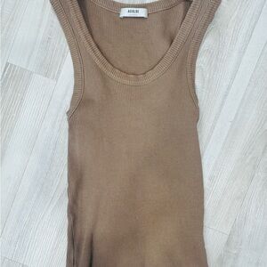 Agolde Ribbed Tank Top in Brown